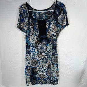 Perseption Womens Blue Paisley Tunic Top